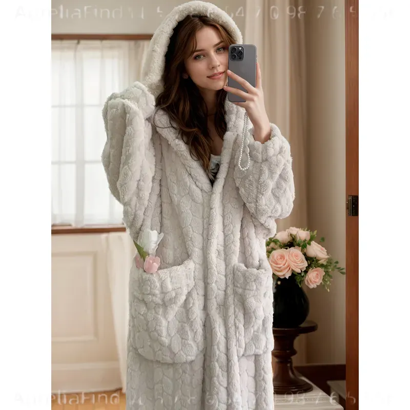 Women's Flannel Robe Autumn Wi - Bathrobe recension och pris